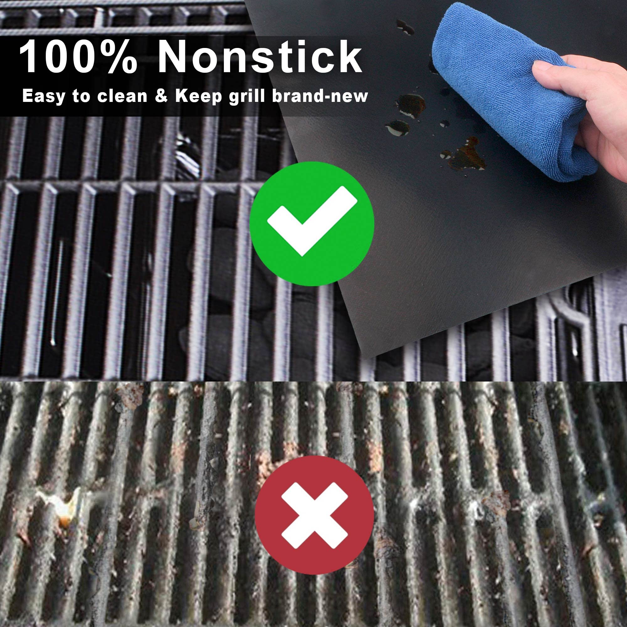 Grillart Bbq Grill Mats For Outdoor Grill - Nonstick 600 Degree Heavy Duty Grilling Mat (Set Of 2) - Reusable Bbq Grill Accessor